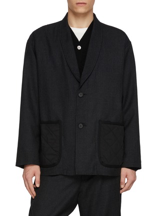 Main View - Click To Enlarge - COMME DES GARÇONS HOMME - Houndstooth Quilted Pocket Single Breasted Wool Blazer