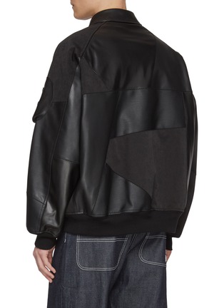 Back View - Click To Enlarge - COMME DES GARÇONS HOMME - Faux Leather Patchwork Zip Up Jacket