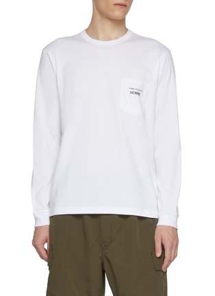 Main View - Click To Enlarge - COMME DES GARÇONS HOMME - Logo Patch Pocket Long Sleeve Cotton T-Shirt