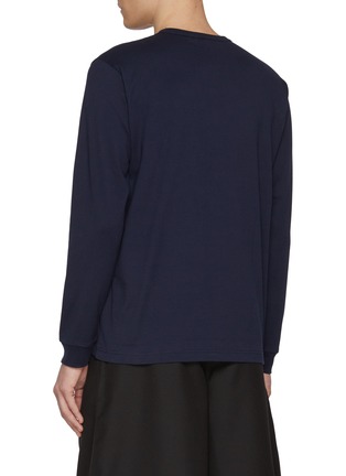 Back View - Click To Enlarge - COMME DES GARÇONS HOMME - Logo Patch Pocket Long Sleeve Cotton T-Shirt