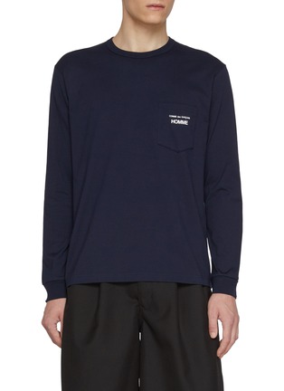 Main View - Click To Enlarge - COMME DES GARÇONS HOMME - Logo Patch Pocket Long Sleeve Cotton T-Shirt