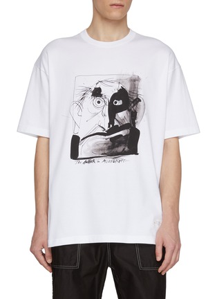 Main View - Click To Enlarge - COMME DES GARÇONS HOMME - Ralph Steadman Face Printed Cotton T-Shirt