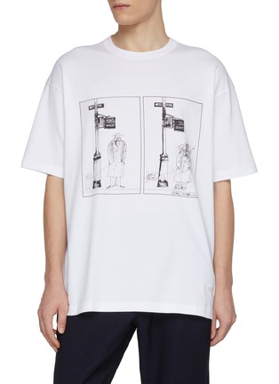Main View - Click To Enlarge - COMME DES GARÇONS HOMME - Ralph Steadman Lamp Post Printed Cotton T-Shirt