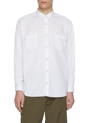 Main View - Click To Enlarge - COMME DES GARÇONS HOMME - Contrast Stitch Cotton Pocket Shirt