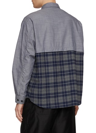 Back View - Click To Enlarge - COMME DES GARÇONS HOMME - Half Check Half Stripe Cotton Shirt