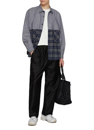 Figure View - Click To Enlarge - COMME DES GARÇONS HOMME - Half Check Half Stripe Cotton Shirt