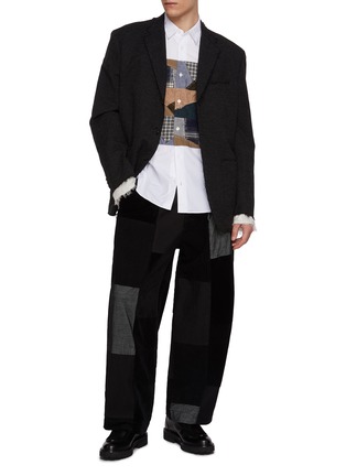 Figure View - Click To Enlarge - COMME DES GARÇONS HOMME - Patchwork Insert Cotton Oxford Shirt