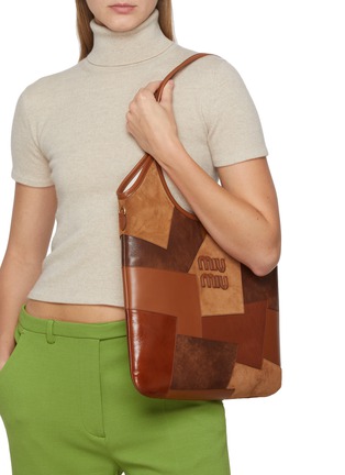 Figure View - Click To Enlarge - MIU MIU - Ivy Vertical Patchwork Leather Tote Bag