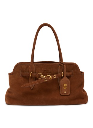 Main View - Click To Enlarge - MIU MIU - Large Aventure Suede Handbag