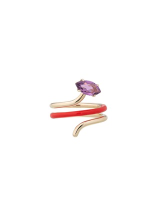 Main View - Click To Enlarge - BEA BONGIASCA - Long Vine 9K Gold Amethyst Enamel Ring — EU 54