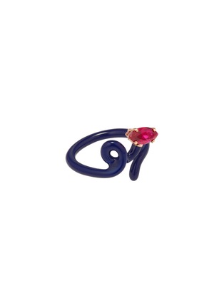 Detail View - Click To Enlarge - BEA BONGIASCA - Baby Vine Tendril 9K Gold Silver Corundum Enamel Ring  — EU 50