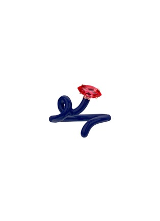 Main View - Click To Enlarge - BEA BONGIASCA - Baby Vine Tendril 9K Gold Silver Corundum Enamel Ring  — EU 50