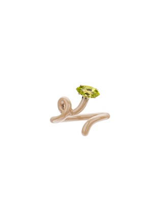 Main View - Click To Enlarge - BEA BONGIASCA - Baby Vine Tendril 9K Gold Silver Peridot Enamel Ring
