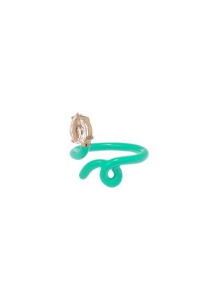 Detail View - Click To Enlarge - BEA BONGIASCA - Baby Vine Tendril 9K Gold Silver Crystal Enamel Ring  — EU 50