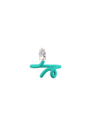 Main View - Click To Enlarge - BEA BONGIASCA - Baby Vine Tendril 9K Gold Silver Crystal Enamel Ring  — EU 50