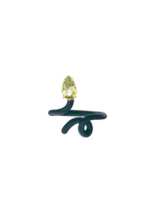 Main View - Click To Enlarge - BEA BONGIASCA - Baby Vine 9K Gold Silver Peridot Enamel Ring — EU 54