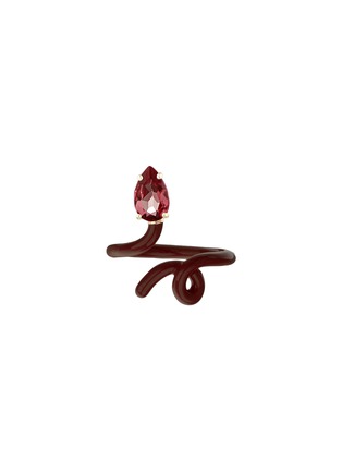 Main View - Click To Enlarge - BEA BONGIASCA - Baby Vine Tendril 9K Gold Silver Garnet Enamel Ring  — EU 54