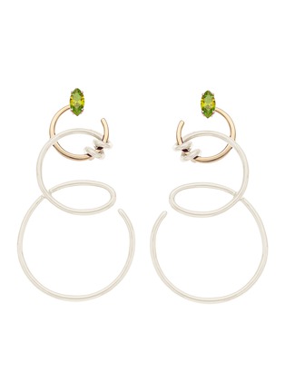 Main View - Click To Enlarge - BEA BONGIASCA - Double Curl Vine 9K Gold Garnet Enamel Earrings