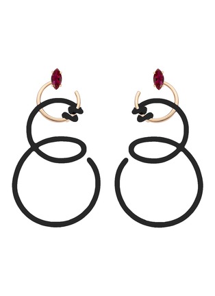 Main View - Click To Enlarge - BEA BONGIASCA - Double Curl Vine 9K Gold Garnet Enamel Earrings
