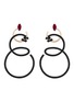 Main View - Click To Enlarge - BEA BONGIASCA - Double Curl Vine 9K Gold Garnet Enamel Earrings
