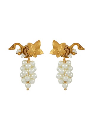 Main View - Click To Enlarge - MONSHIRO - Budou Gold Plated Brass Pearl Earrings