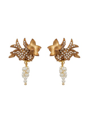 Main View - Click To Enlarge - MONSHIRO - Budou Nitori Gold Plated Brass Pearl Crystal Earrings