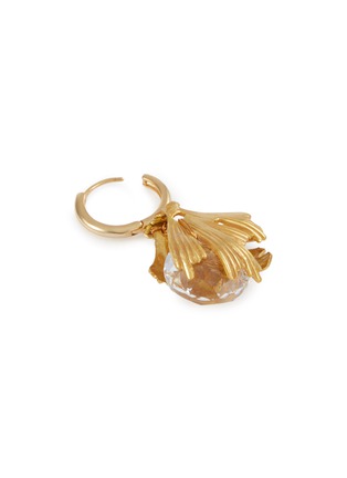 Detail View - Click To Enlarge - MONSHIRO - Ginkgo Hoop Gold Plated Brass Crystal Earrings