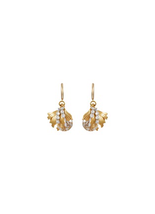 Main View - Click To Enlarge - MONSHIRO - Ginkgo Hoop Gold Plated Brass Crystal Earrings