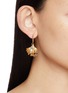 Figure View - Click To Enlarge - MONSHIRO - Ginkgo Hoop Gold Plated Brass Crystal Earrings
