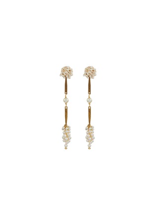 Main View - Click To Enlarge - MONSHIRO - Budou Long Gold Plated Brass Glass Pearl Earrings