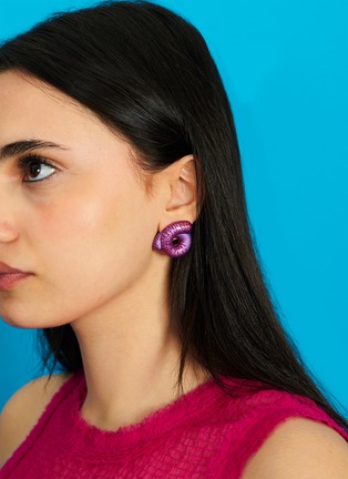 Detail View - Click To Enlarge - BEA BONGIASCA - Tarallo Sterling Silver Enamel Earrings