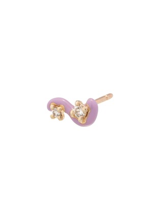Main View - Click To Enlarge - BEA BONGIASCA - Mini Loop 9K Gold Diamond Enamel Single Earring
