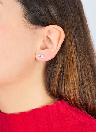 Detail View - Click To Enlarge - BEA BONGIASCA - Mini Loop 9K Gold Diamond Enamel Single Earring