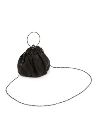Detail View - Click To Enlarge - DISCORD YOHJI YAMAMOTO BAGS - Clasp Draped Leather Pouch