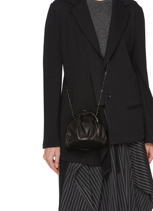 Front View - Click To Enlarge - DISCORD YOHJI YAMAMOTO BAGS - Clasp Draped Leather Pouch