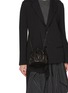 Front View - Click To Enlarge - DISCORD YOHJI YAMAMOTO BAGS - Clasp Draped Leather Pouch