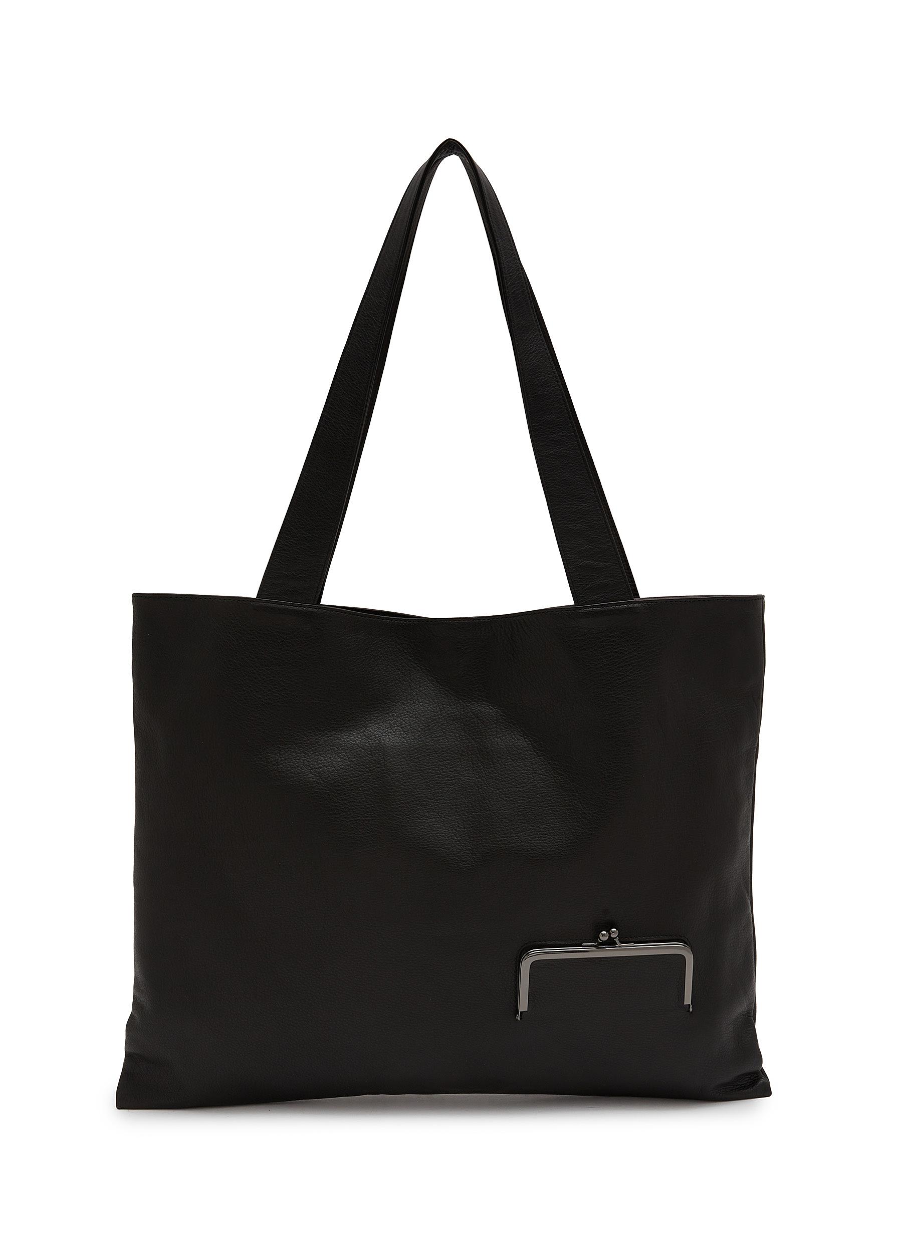 DISCORD YOHJI YAMAMOTO BAGS | Large Clasp Leather Tote Bag