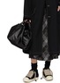 Back View - Click To Enlarge - DISCORD YOHJI YAMAMOTO BAGS - Medium Draped Tulip Leather Handbag
