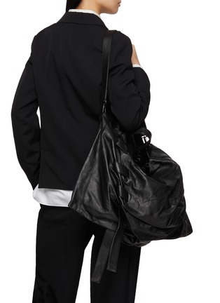 Front View - Click To Enlarge - DISCORD YOHJI YAMAMOTO BAGS - Ribbon Leather Tote Bag