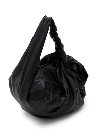 Detail View - Click To Enlarge - DISCORD YOHJI YAMAMOTO BAGS - Draped Zip Leather Handbag