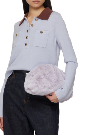Front View - Click To Enlarge - MARIA LA ROSA - Nita Game Faux Fur Clutch