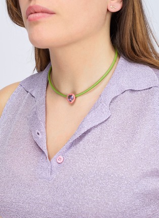 Detail View - Click To Enlarge - BEA BONGIASCA - Pop 9K Gold Sterling Silver Enamel Heart Crystal Leather Cord Choker