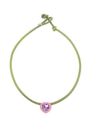 Main View - Click To Enlarge - BEA BONGIASCA - Pop 9K Gold Sterling Silver Enamel Heart Crystal Leather Cord Choker