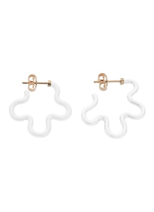 Main View - Click To Enlarge - BEA BONGIASCA - Two Tone Asymmetrical Flower 9K Gold Sterling Silver Enamel Earrings