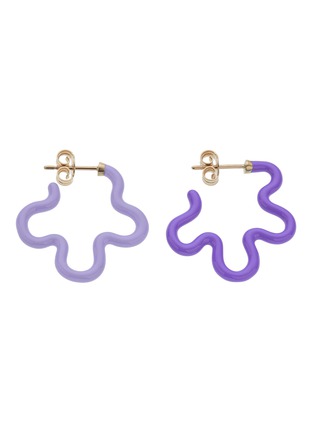 Main View - Click To Enlarge - BEA BONGIASCA - Two Tone Asymmetrical Flower 9K Gold Sterling Silver Enamel Earrings