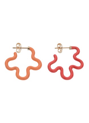 Main View - Click To Enlarge - BEA BONGIASCA - Two Tone Asymmetrical Flower 9K Gold Sterling Silver Enamel Earrings