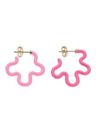 Main View - Click To Enlarge - BEA BONGIASCA - Two Tone Asymmetrical Flower 9K Gold Sterling Silver Enamel Earrings