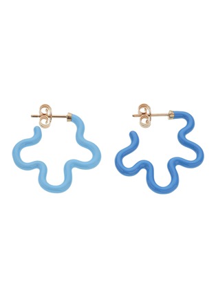 Main View - Click To Enlarge - BEA BONGIASCA - Two Tone Asymmetrical Flower 9K Gold Sterling Silver Enamel Earrings
