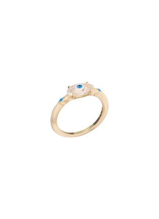 Main View - Click To Enlarge - BEA BONGIASCA - Big Eye 9K Gold Enamel Crystal Ring — EU 54