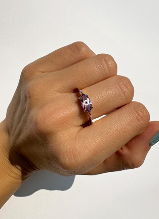 Detail View - Click To Enlarge - BEA BONGIASCA - Big Eye 9K Gold Enamel Amethyst Ring — EU 50
